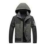 hnhmli Men's Cargo Coat Wind Protection Waterproof Jacket for Mountain Ski Detachable Hooded Raincoats Patchwork Sport Shell(4X-Large,Army Green)
