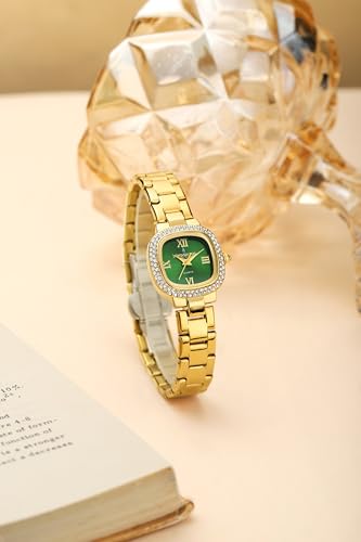 Image of London Fog Ave Maria Collection Analog Watch for Women with Square Dial, Crystal Studded Bezel Roman Numeral Markers and Stainless Steel Strap - LFW20004