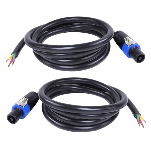 Image of HBU 6 Feet Pack of 2 4 Wire Tour Grade Speakon Cable - 12 Gauge Speak-On to 4 Conductor Cable with Twist Lock for Chuchero, Tweeters, Mids Wiring