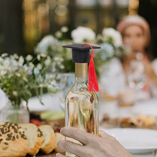 LUOZZY 12Pcs Graduation Bottle Toppers Graduation Cap Wine Toppers Mini Graduation Caps with Tassel