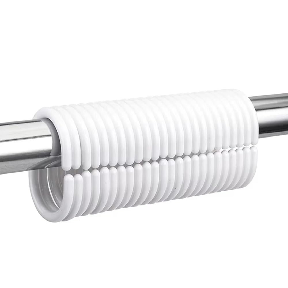 FEELINGS Shower Curtain Rings,Shower Curtain Hooks Shower Rings for Curtain, Plastic Shower Curtain Rings Smoothly Shower Hooks for Shower Curtain Rod (White,12 Pcs)