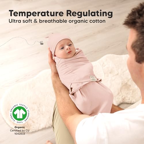 Image of KeaBabies 3-Pack Swaddles for Newborns, Girls, Boys with Hats - Organic Soft Baby Sleep Sacks, Breathable Baby Swaddle 3-6 Months Beanies Set, Premie Infant Sleep Sack 0-3 Months (Angelic)