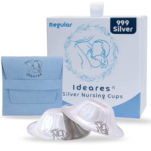 Original Silver Nursing Cups for Breastfeeding – Certified 999 Pure Silver Nipple Shields – Nickel & Copper-Free – Hypoallergenic Relief for Sore Nipples – Regular Size