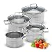 Produktbild classbach® Topfset 7-teilig | Kochtopf Set Edelstahl für alle Herdarten (Induktion-, Gasherd, Ceranfeld, Elektroherd) spülmaschinenfest Kochtopf Set Camping | Töpfe Induktion Kochtopfset C-KTS 4016