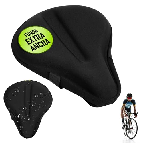 Nexara Cubre Sillín Ancho de Gel 33×23 cm – Ergonómico, Viscoelástico y Antideslizante para Bicicleta Estática o de Paseo – Ideal para Adultos y Rehabilitación