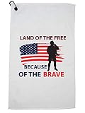Hollywood Thread Land of The Free Because of The Brave Military Support Sports Towel with Carabiner