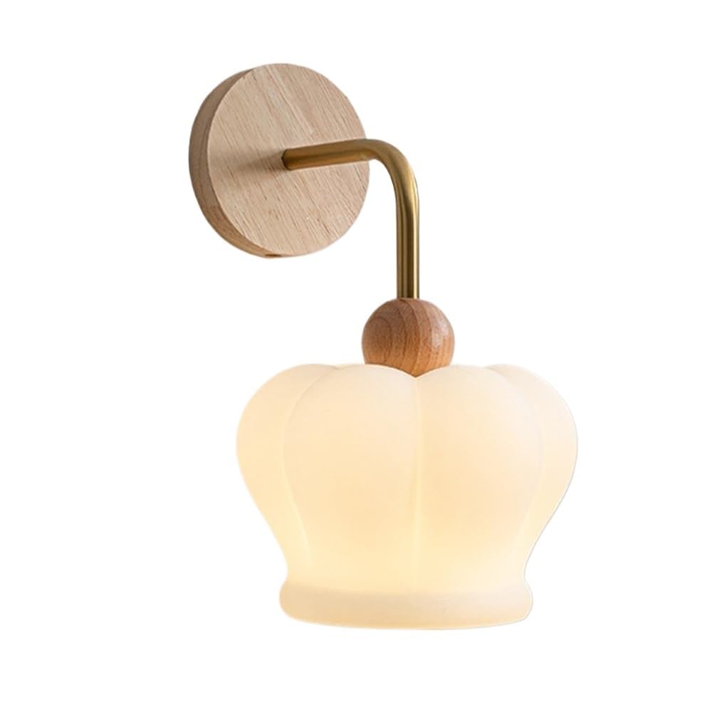 HXYSXHJUO Handmade Wood Vanity Light Fixtures With Glass Shade Wall Lamps 1-Light Rustic Sconce G9 Socket For Hallway Bedroom Farmhouse Bathroom Lighting