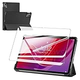For Lenovo Tab B11/M11/K11 ケース フィルム セット レノボ タブレット B11/M11/K11 10.95インチ 用 保護ケース ガラスフィルム 軽量 保護カバー 角度調整 上質PU製 汚れ防止 全方位保護 耐衝撃 【ブラック】+保護フィルム1枚
