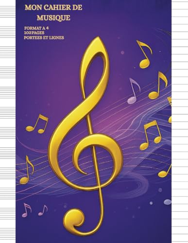 Cahier De Musique avec Portée et Lignes | Grand Format A4 (102 Pages): Carnet de Musique avec Portée (12 Portée par Page) | Partition pour Dictée, Étude, Solfège, Composition Musicale et Chant