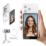 SYNCO XView 外カメラ自撮りモニター ピンク iPhone/Android対応 操作簡単 大画面 内蔵スピーカー 音量/輝度調整 画面ミラーリング/回転可能 50メートル使用範囲 3時間使用可能 iPhone自撮りモニター Vlog/ライブ配信/インスタグラム/TikTok/YouTube撮影に最適（SYNCO XView M4）