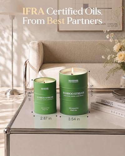 Image of M&SENSE Bamboo Scented Candles Natural Non Toxic, Large Aromatherapy Candle for Stress Relief Meditation Relaxing, Housewarming Gifts for Women Men, 21.2oz 120 Hour Long Burning