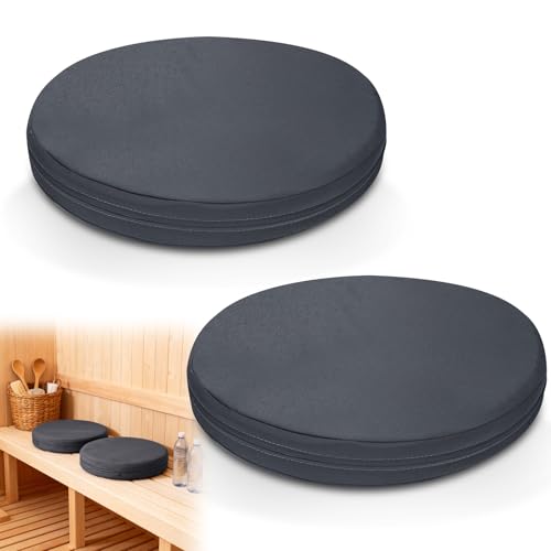 MLLNFUE 2 Pack Sauna Seat Cushions, Waterproof High-Resilience Sauna Cushion for Inside Sauna, Shower Chair & Spa Seat Pad with Removable Washable Cover (Gray, 2" Thick)