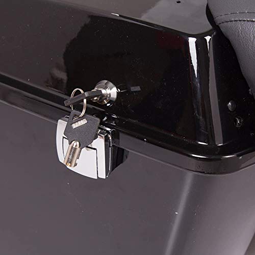 Image of ECOTRIC Motorcycle Trunk W /Backrest Pad Compatible with 1997-2013 Harley Davidson Touring Electra Glide Road King Touring Luggage Storage Box Black (Chrome Latches)