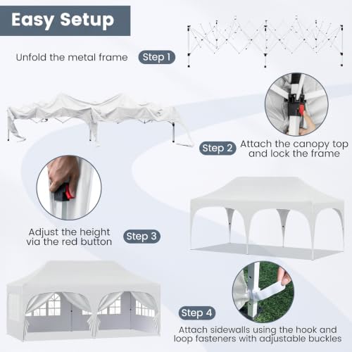 Image of Tangkula 10 x 20 ft Pop Up Canopy with 6 Removable Sidewalls