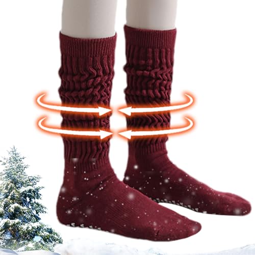 冬用ソックス - 滑り止めソックス |痩身 - 伸縮性のある圧縮機能を備えたアーム滑り止めハイ で、自宅やスタジオでのヨガ、ワークアウト、寒い季節の快適さを提供します。