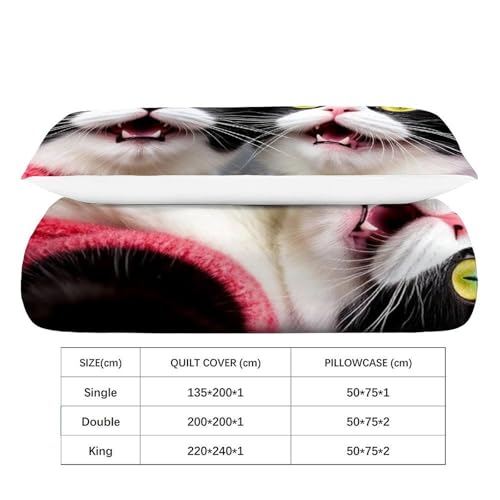 Housse de couette 135x200 chat en microfibre premium douce et durable - 4