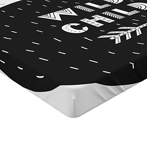 Ambesonne Grey and White Fitted Sheet, Hand Drawn Bear Holding a Fish with a Smile in Forest Wild Child, Bed Cover with All-Round Elastic Deep Pocket for Comfort, King Size, White Charcoal