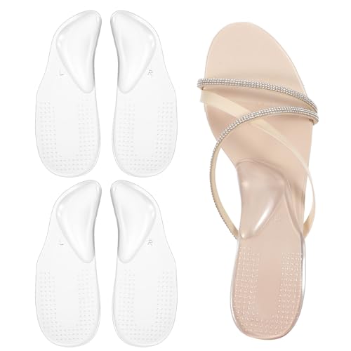 Image of 2 Pairs Arch Support Shoe Inserts Plantar Fasciitis Relief Self-Adhesive Arch Pads Heel Cushion Flats Heel Pain Gel Arch Insoles for Men and Women