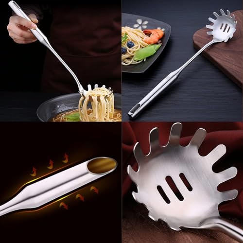 Miniatura 7 de Cuchara De Espagueti, Cuchara De Acero Inoxidable, Cuchara Para Servir Espaguetis, Servidor De Cucharas De Pasta Para Pasta, Espagueti, Apto Para Lavavajillas 35 Cm