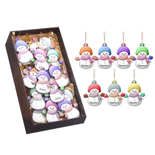 Personalized Name Snowman Ornaments for Christmas Tree Custom 1-15 Names Acrylic Snowmen Pendant Table Home Decor (Style 1)