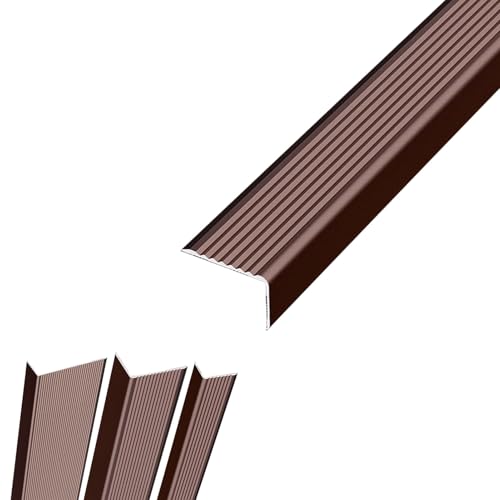 Profilo di Protezione per Gradini Antiscivolo in Alluminio Marrone 100cm, Profilo Angolare per Bordi Scale Interne/esterne(4cmx2cm)