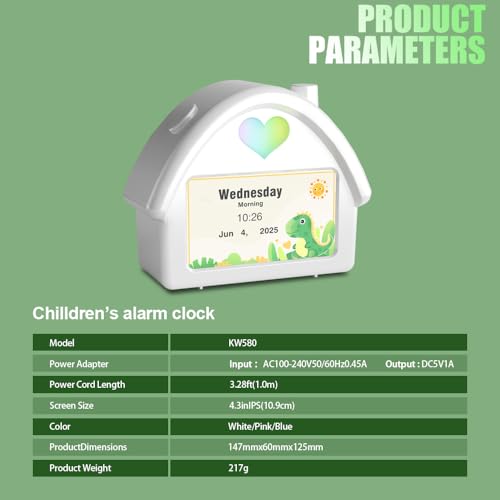 Reloj despertador digital infantil con luz ambiental y ruido blanco para un sueño feliz 4