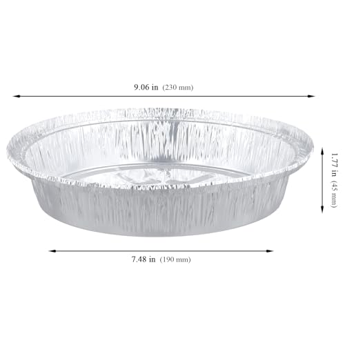 MUKSUET 50 stuks 9 inch aluminiumfolie gerechten, taartschotel aluminiumfolie, 1350 ml aluminiumfolie taartpannen, wegwerp taartpannen voor bakken thuis restaurant voedselopslag koken, 23 x 4,5 cm - Afbeelding 2