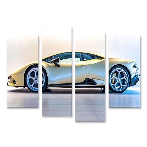 Tableau voiture de sport jaune décoration murale salon pour passionné d'auto