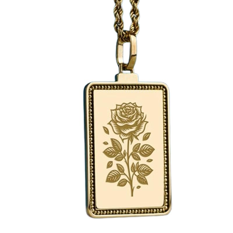 Pendentif rose argent 925 plaqué or, collier anti-ternissement de 45 cm