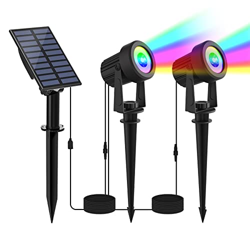 NATPOW Solar Spotlight Outdoor Garden, RGB Dusk to Dawn Spot Lights