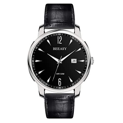 Beeasy Men's Watch Stainless Steel Analog Waches for Man Sport Work Waterproof Chronograph Watches,Classic Men's Wrist Watch with 42mm Watch for Men