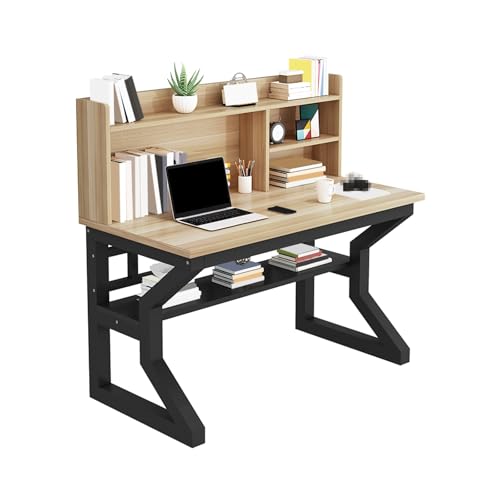 パソコンデスク,在宅ワーク デスク,学習机,デスクと本棚の一体型デザインは安定しており、さまざまなシナリオに適しています。(Beige,80*55*75cm/31.5*21.7*29.5in)