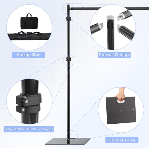 Image of HAYOHRT 10x10ft Upgrade Pipe and Drape Backdrop Stand Kit Heavy Duty Backdrop Stand Adjustable Photo Background with Metal Base for Parties Wedding Video Studio Birthday Background Stand