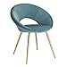 WOLTU 1x Sillas Cocina Silla Tapizada en Terciopelo Silla N¨®rdica Vintage Silla Salon Silla Metal Taburete de Oficina Sillas Comedor Silla Respaldo Turquesa BH230ts-1
