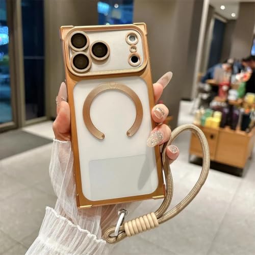 Coque iPhone 17 Air et Pro Max transparente mate en TPU plaqué avec dragonne