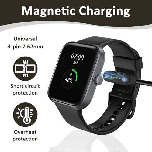 2 Piezas Cable Cargador Reloj Inteligente 4 Pines 7.62 mm, Cargador Smartwatch, USB Cable de Carga Magnetico de Alta Estabilidad para Carga Segura y Rápida- Accesorios de Smartwatch - imagen 4