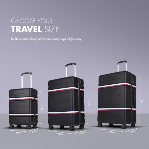 Image of Tommy Hilfiger Plastic Berlin Unisex Spinner Hard Luggage - Grey, 67Cm Mid Bag with 4 Wheel Trolley