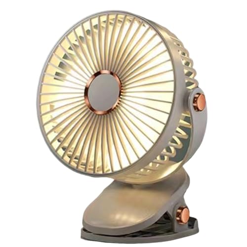 Rtauhife Ventilador con Clip de Carga USB Ventilador con Clip Portátil Mini Ventilador de Escritorio Personal Silencioso de 5 Velocidades 1200 MAh Ventilador de Rotación de 720°