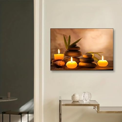 Bougies et pierres de massage affiche zen pour un salon relaxant