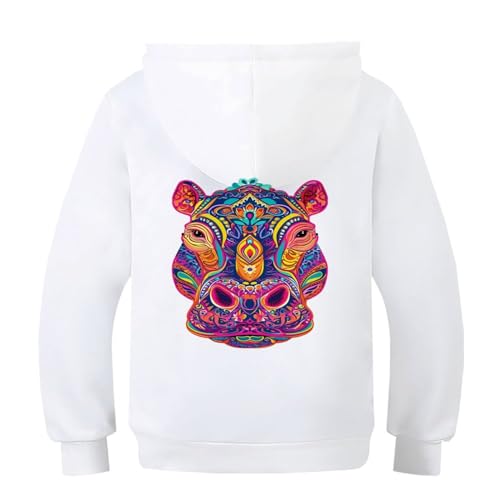 Sweat à capuche imprimé 3D Hippo pull chaud enfant taille 11-13Y - 2