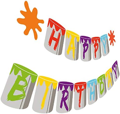 Art Birthday Banner, Painting Happy Birthday Party Sign, Artist Bday Bunting Hanging Decorations