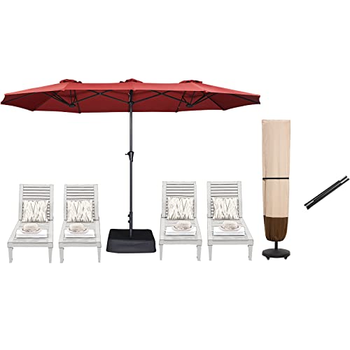 Superjare 13Ft Outdoor Patio Umbrella With Base Included And Patio Umbrella Cover With Rod For 7 To 11 Ft Umbrellas & 15 Ft Double-Sided Umbrellas #TOP19