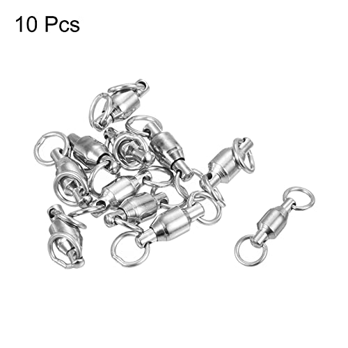 PATIKIL Ball Bearing Swivel, 10 Pack 72lb Carbon Steel Solid Welded Ring Fishing Tackle Connector, Silver - Image 3