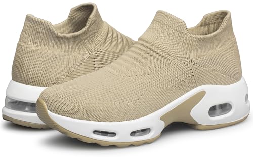 Image of DOUSSPRT Womens Walking Shoes Slip on Sock Sneakers Lady Girls Nurse Mesh Air Cushion Platform Loafers Fashion Casual