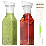 BYHANG 2 PCS Jarras para Agua de 50 Onzas, 3 Litros Jarra de Jugo, Jarra de Milk con Cepillo de Limpieza y Etiquetas de...