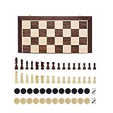 Color: marrón ZCYXQR Juego de ajedrez de Madera 3 en 1 Juegos de Viaje de Tablero Ajedrez Backgammon Drafts Entertainment Yang 13in (Juego de Inteligencia)