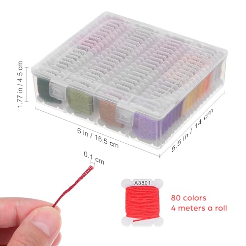 Image of EXCEART 80 Colors Embroidery Thread Cotton Yarn 13.1Ft Each Multi-Color Sewing Thread for Hand and Machine Use DIY Crafts Cross Stitch and Friendship Bracelets