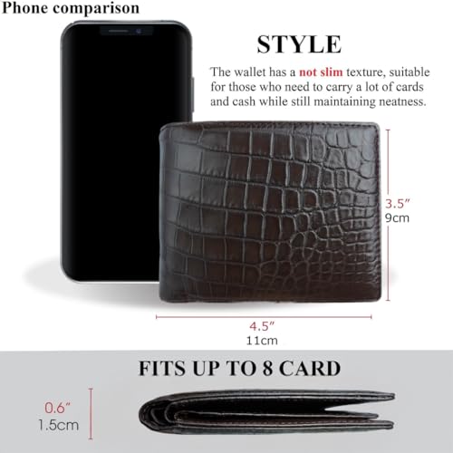 Image of HATA Men Leather Bifold Wallet RFID Blocking Front Pocket Exotic Billfold Handmade Gift For Birthday Wedding Anniversary Father's Day