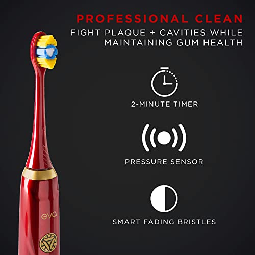 Evo Irm-1 Iron Man Rechargeable Sonic Toothbrush, Marvel Electric Toothbrush For Adults, Soft Toothbrushes For Adults With Toothbrush Timer, Toothbrush Heads & Charger Included #TOP3