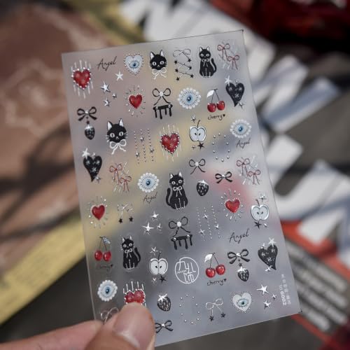 Image of Black Cat Nail Art Stickers Halloween Nail Stickers Gothic Nail Decals